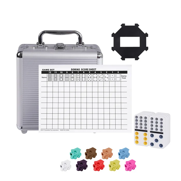 Classic Dominoes Game Mexican Train Dominoes in Aluminum Box
