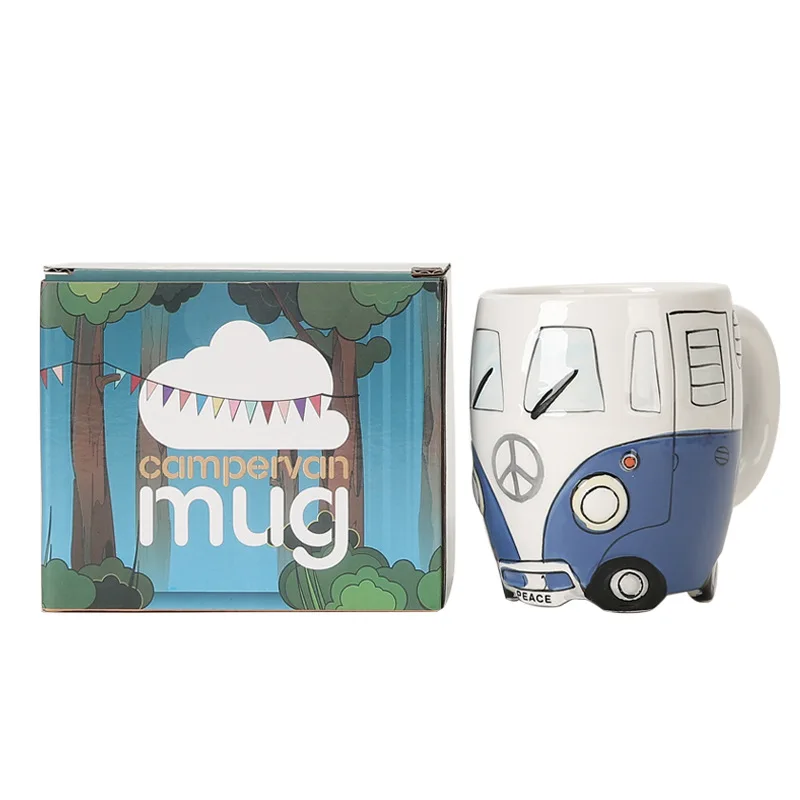Camper Van - ceramic coffee cup Retro Bus Mug Creative custom cute cartoon milk cup