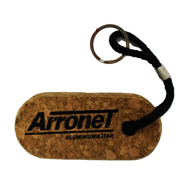 Floating cork Keychain with huge champagne cork decoration silk screen