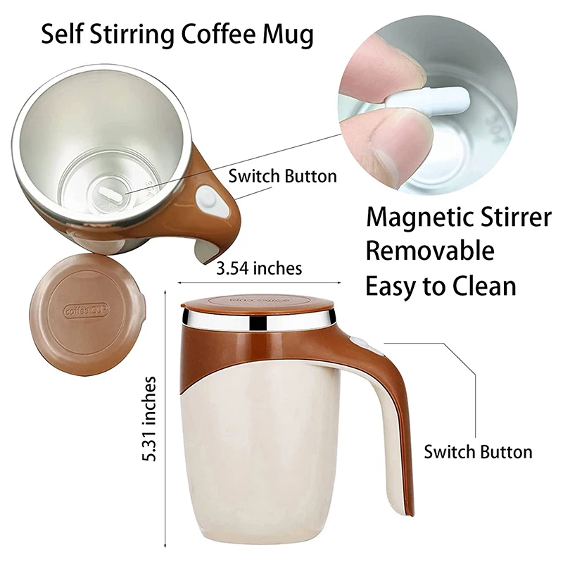 Creative  Gift 2AAA Batteries Stainless Steel Lazy Auto Self Stirring Mug auto Mixing Coffee Cup Automatic Self Stirring Magneti