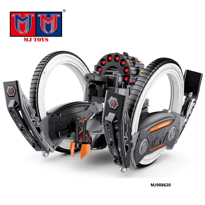 2.4Gdiy Soft Bullet Weapon Combat Car 360 Degree Spinning Luminous Big Wheel Off-Road Rolling Hand Gesture Rc Stunt Toy