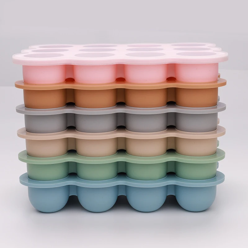 Multifunctional Silicone Ice and Freezer Storage Tray Reusable Baby Food Tray with Flexibility for Kitchen Freezer Oven Use