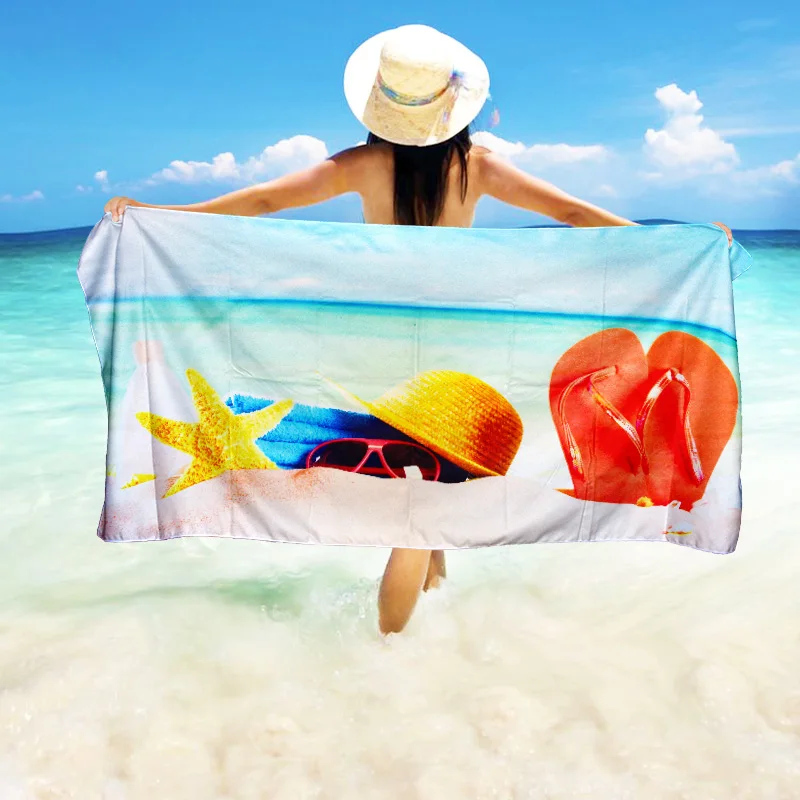 Manufacturer quick dry microfiber beach towel with custom printed sand free waffle beach towel