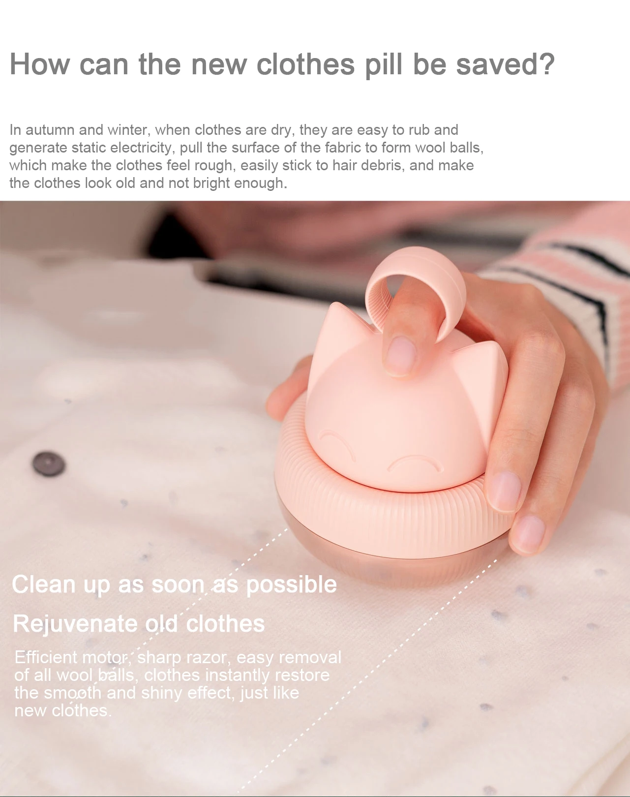 Household Electric Pilling Remover Battery Operated USB Sweater Fabric Shaver