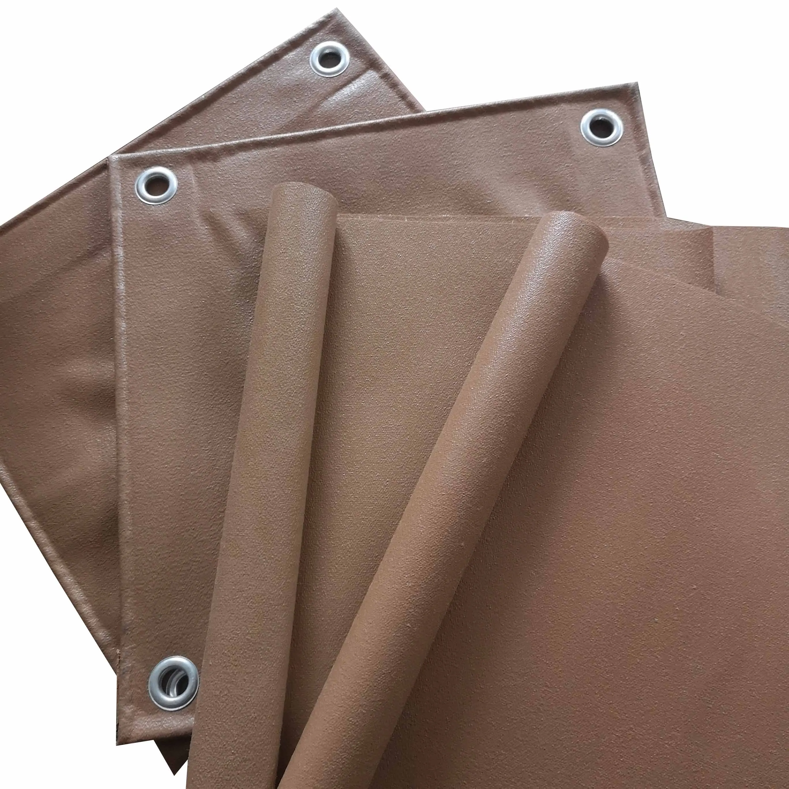 PVC coated canvas Brown waterproof pitted surface pvc coated tarpaulin