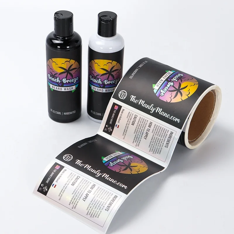 Custom Circular rectangle customized sticker roll logo label adhesive stickers for cosmetics bottle