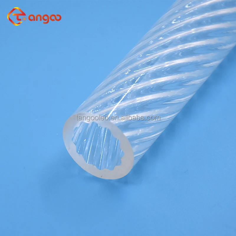 Transparent flexible acrylic diffuser tube plastic hot bending threaded round cover pmma inner twisted/spiral /screwed pipe