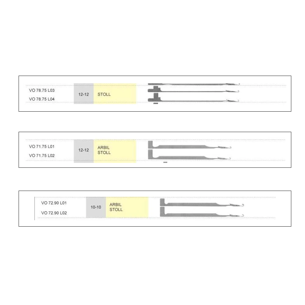 Suit for Stoll knitting machine  knitting needles VO 78 75-04 galga 12  VO 71 75-01 galga 12 VO 72 90-02