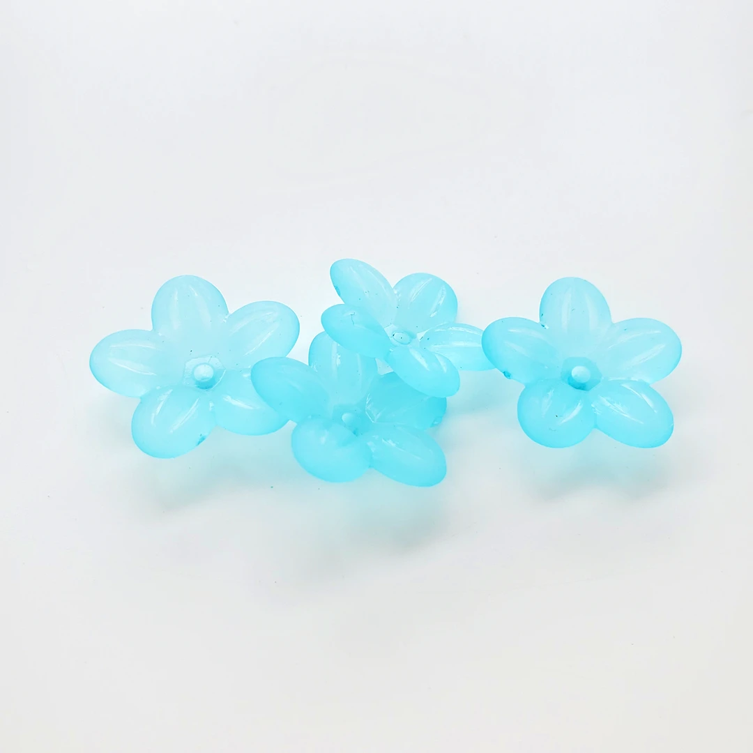 Wholesale Matte 740pcs/Bag Leaf Acrylic Beads 19mm Acrylic Transparent Frosted Five-petal Flower Beads For Jewelry Making