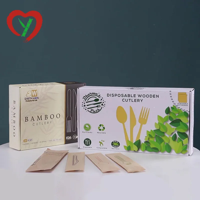 Compostable Eco Friendly Bamboo Cutlery Set Disposable Tableware
