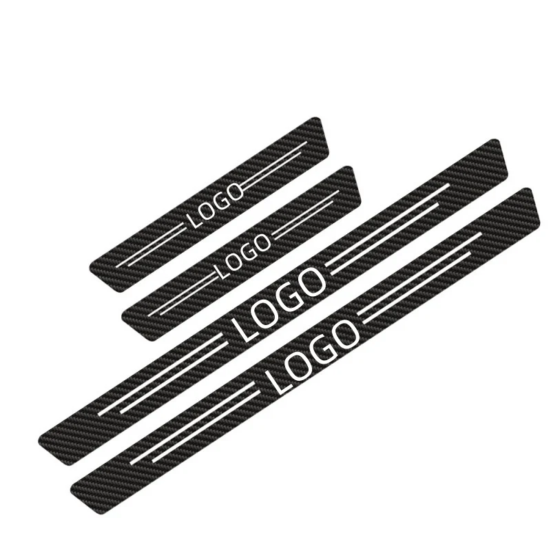 4pcs/set Logo Auto Door Threshold Protector Car Threshold Strip Carbon Fiber Car Stickers