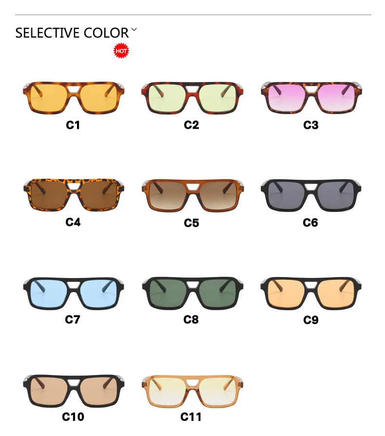 2024 new design Retro 70 s Square Aviator UV 400 PC Sunglasses traveling  Vintage Rectangle  Sunglasses  Irregular Orange Lens