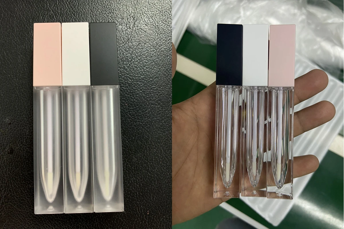 Square Clear Lipgloss Packaging Custom Cosmetic Empty Lip Gloss Tube High Quality Plastic Liquid Lipstick Container