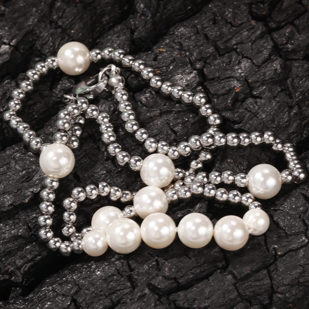 Beads Pearl Fashion Jewelry Necklaces Mixed Mama Personalized Initial 316L Stainless Steel Hip Hop Men Silver Trendy XP Chains