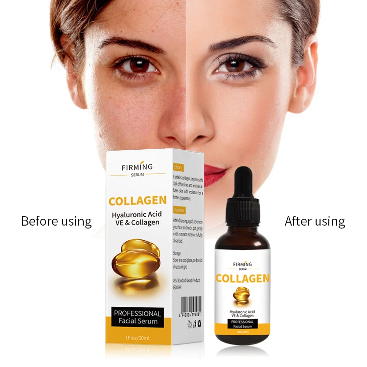 Wholesale Natural Skin Care Face Smooth Dark Spot Remover Serum Private Label Firming Anti Wrinkle Collagen Facial Serum
