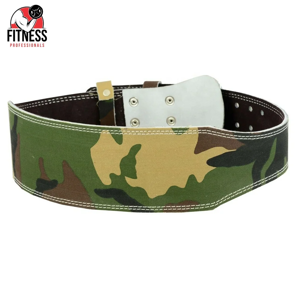 Тренажерного зала фитнеса регулируемый кожаный ремень для поднятия тяжестей с пряжками, камуфляж ремень для поднятия тяжестей FP-67