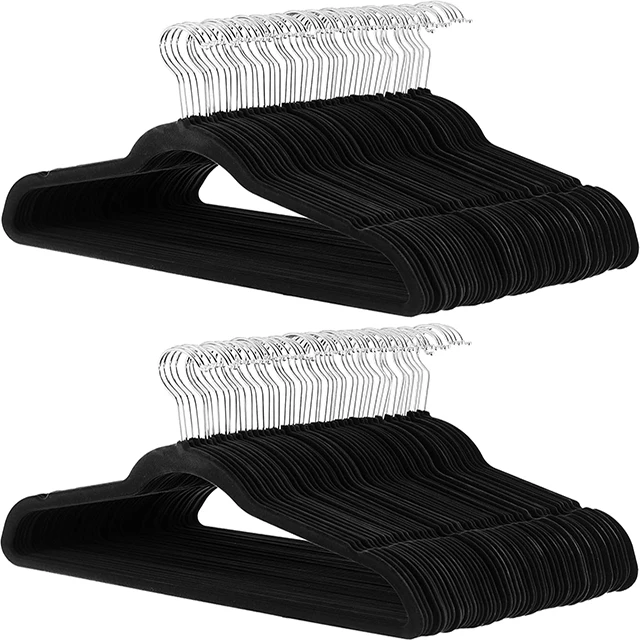 Classic Modern Custom Space Saving Colorful Non Slip Velvet Flocked Clothing Suit Hangers