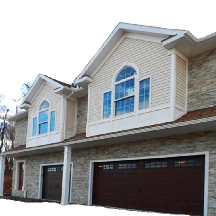 Prefabricated light steel house on two floors with garage