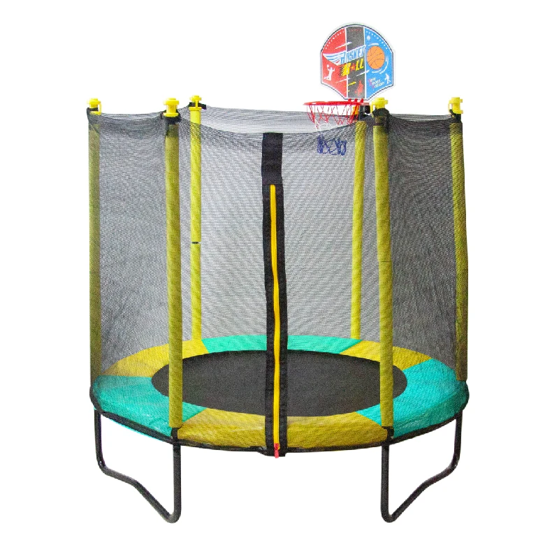 JKL Enclosure Net Pad indoor Professional Mini cama elastica Trampoline with safety net for kids with Basketball hoop on sale