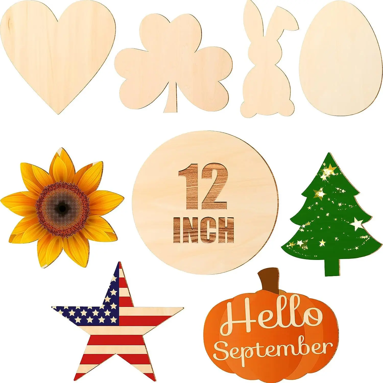 45 Autumn Thanksgiving Wooden Decorations Unfinished Tree Maple Leaf Pumpkin Turkey Wooden Crafts
