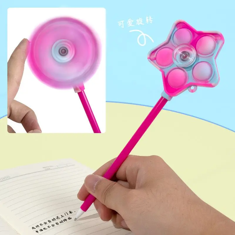 Creative Macaron stereo geometry Bubble silicone pen fidget spinner rotating pen signature pen decompression stationery