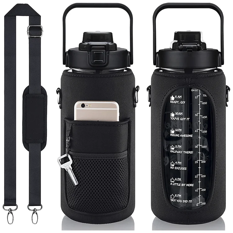 K & B 64oz Portable Outdoor Sport Large-capacity Plastic Water Bottle With Strap