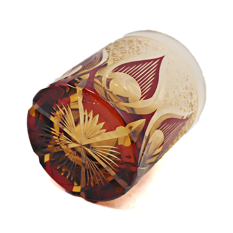 In stock Japanese Style  Hand Carved Candlelight  Pattern  250ml 8oz Drinking Glass Spirit Glass Rock Glass