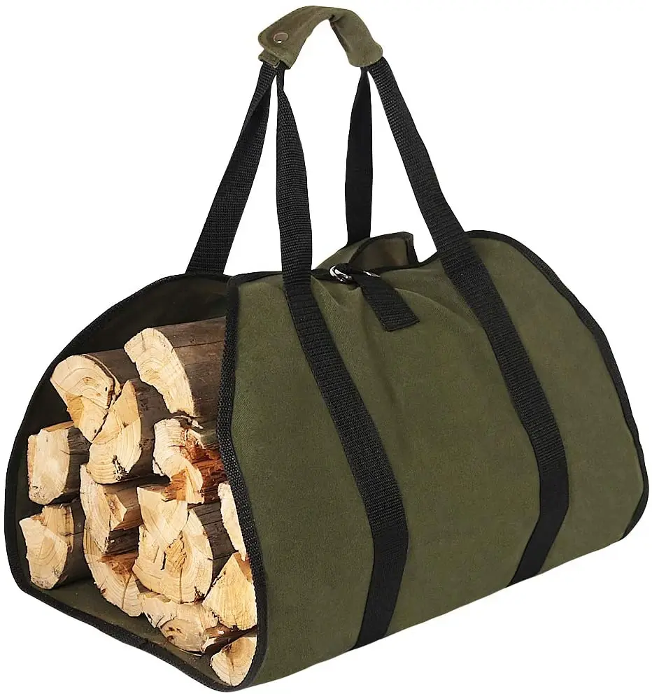 Canvas Firewood Tote Log Holder Bag Carrier