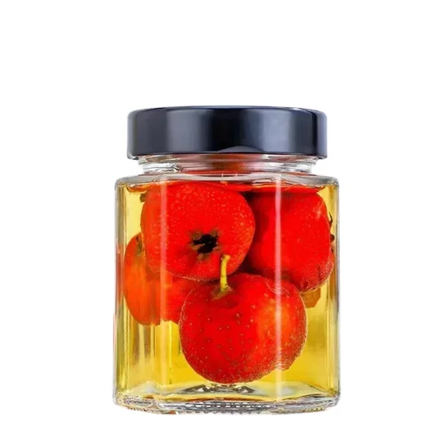 empty 100ml 150ml 220ml 280ml 380ml 500ml  Hexagonal Honey Jars Glass Hexagonal Empty Transparent Hot Sauce Honey Jam Glass Jar