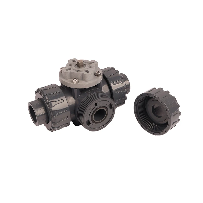 3 Way Water Control Flow PVC Thread Industries Ball Valve