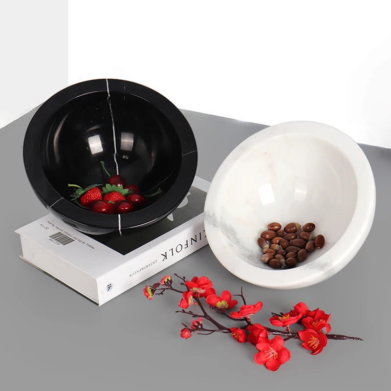 Modern simple marble fruit plate creative home living room dried fruit snack dessert plate Hotel Villa handicraft decoration