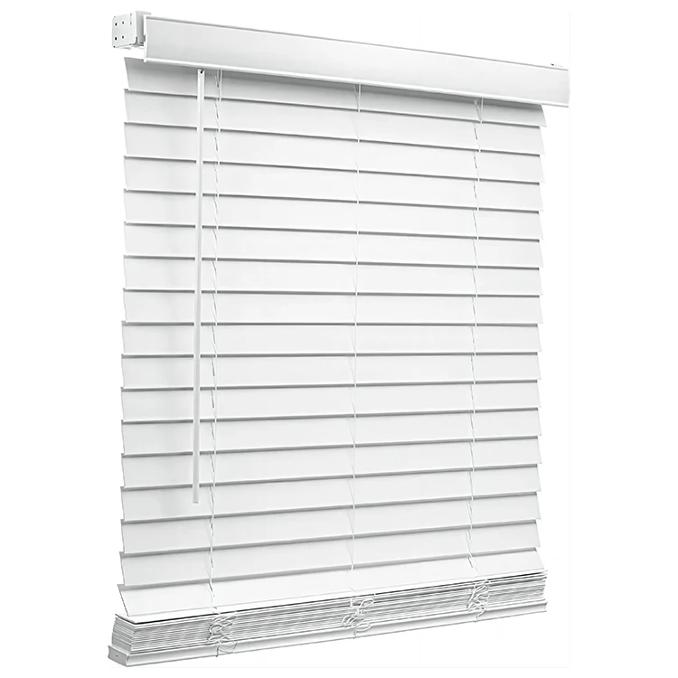 Hot Sale Manual Cordless Blind Wood Faux Blackout Blinds 2 Inch Faux Wood Blinds With High Quality