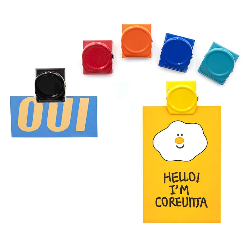 Colorful Square Steel Refrigerator Magnet Clip Custom Logo  Magnetic Whiteboard Clip  Fridge Magnetic Memo Note Clip