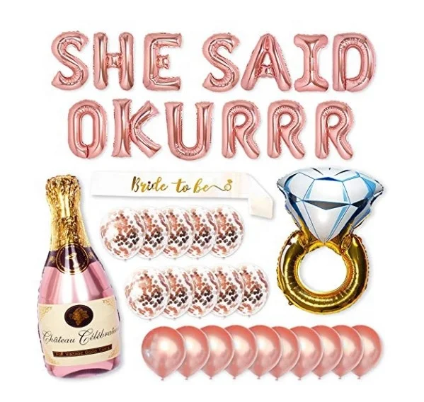 
High Quality Bride Balloon Banner Rose gold Champagne Bottle Balloon Bridal shower Balloon Kit Bachelorette Party Decorations 