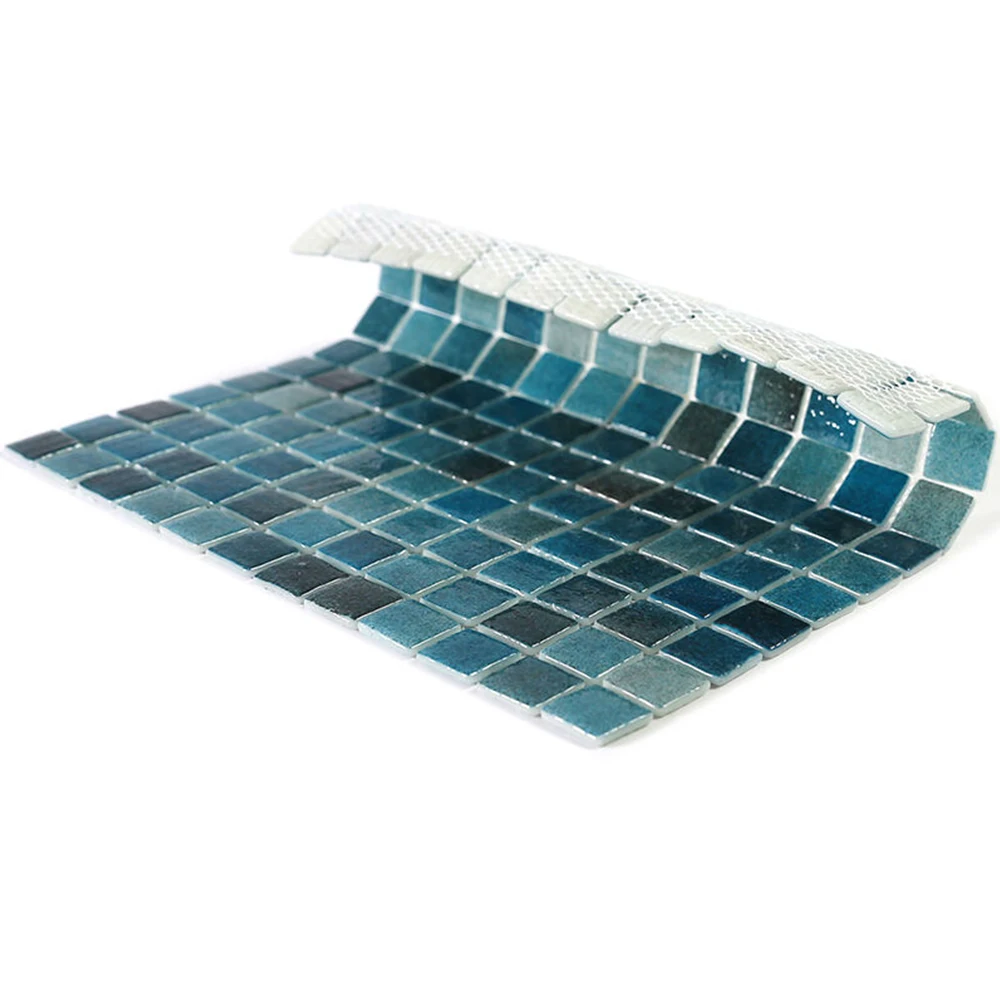 modern designs crystal ceramic glass blue mosaic swimming pools