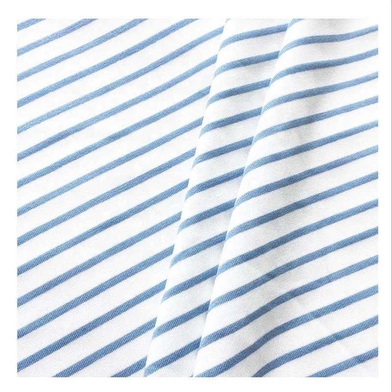 Wholesale rayon cotton blended knitted stripe comfort stretch yarn dyed fabric for clothes