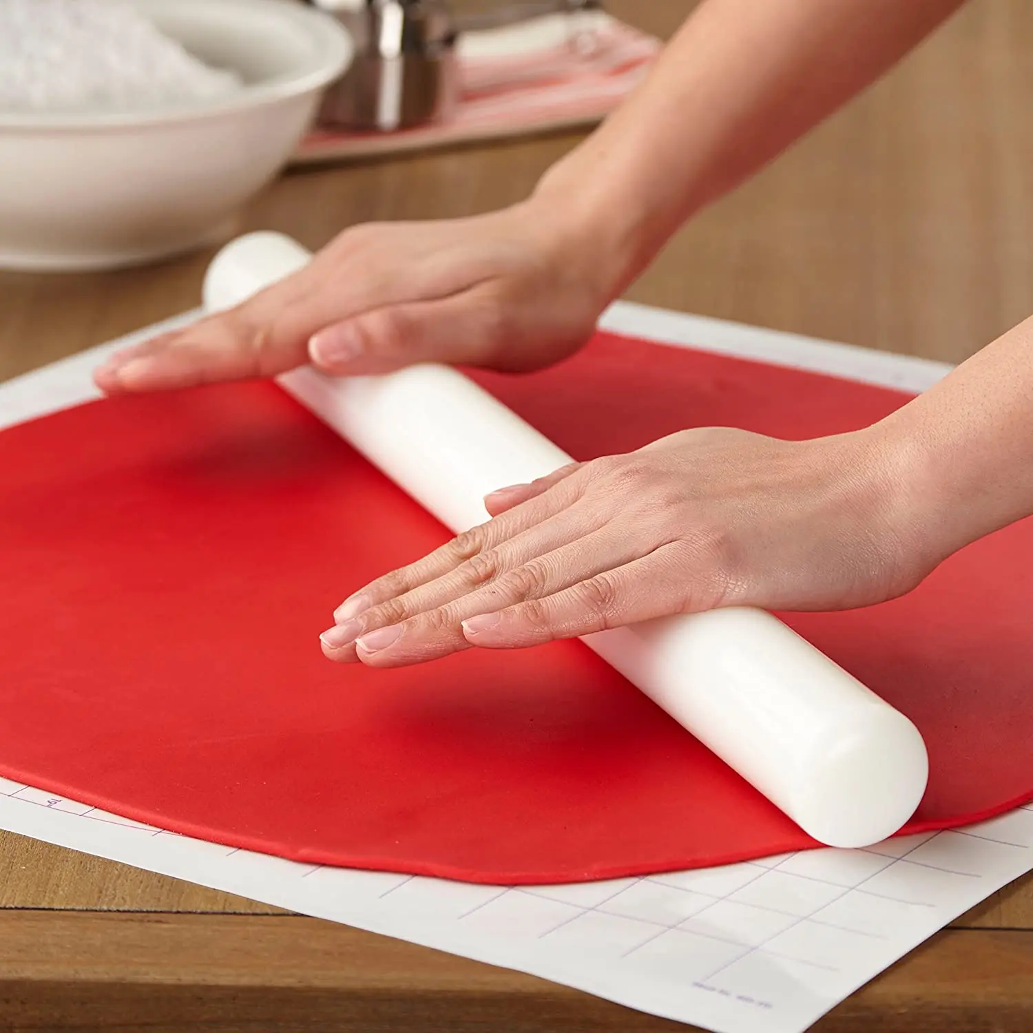 Custom set dough bread cake baking tools nonstick big long silicone plastic adjustable fondant kids rolling