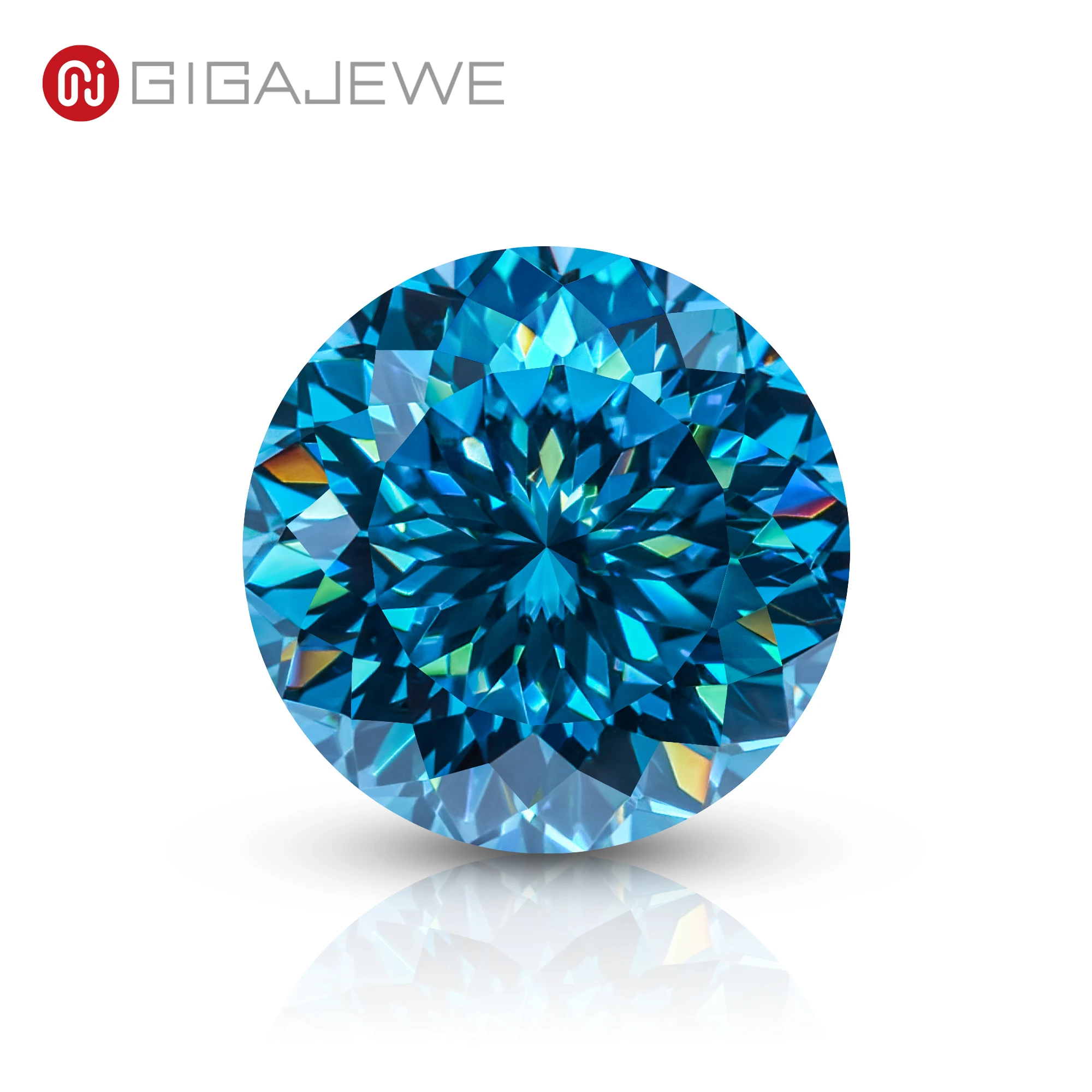 GIGAJEWE Plated blue color Portuguese round cut loose moissanite for jewelry set