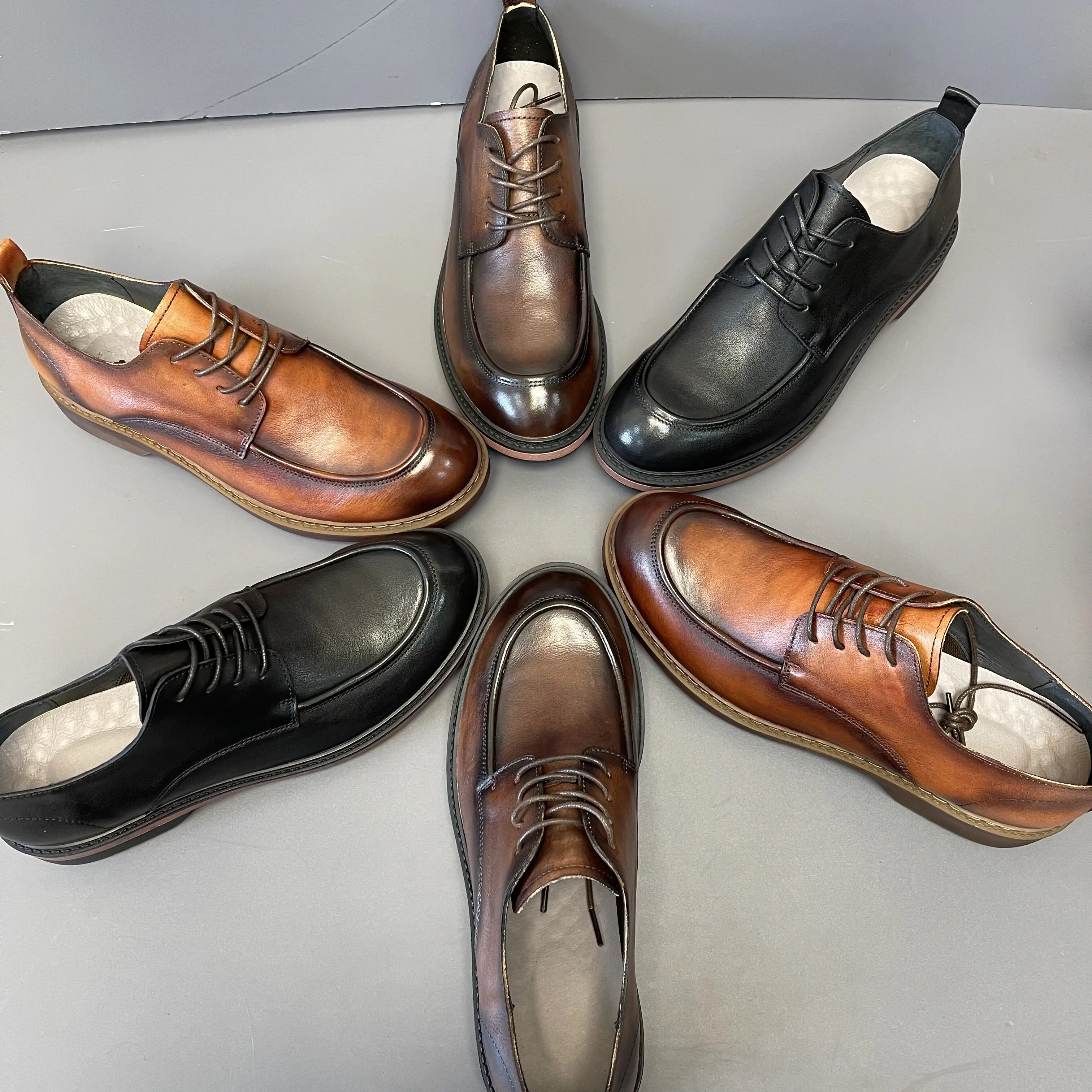 China Wholesale New Italian Stylish Dress Shoes Oxfords Lace-Up Height Increasing Autumn Leather Men Dress Shoes