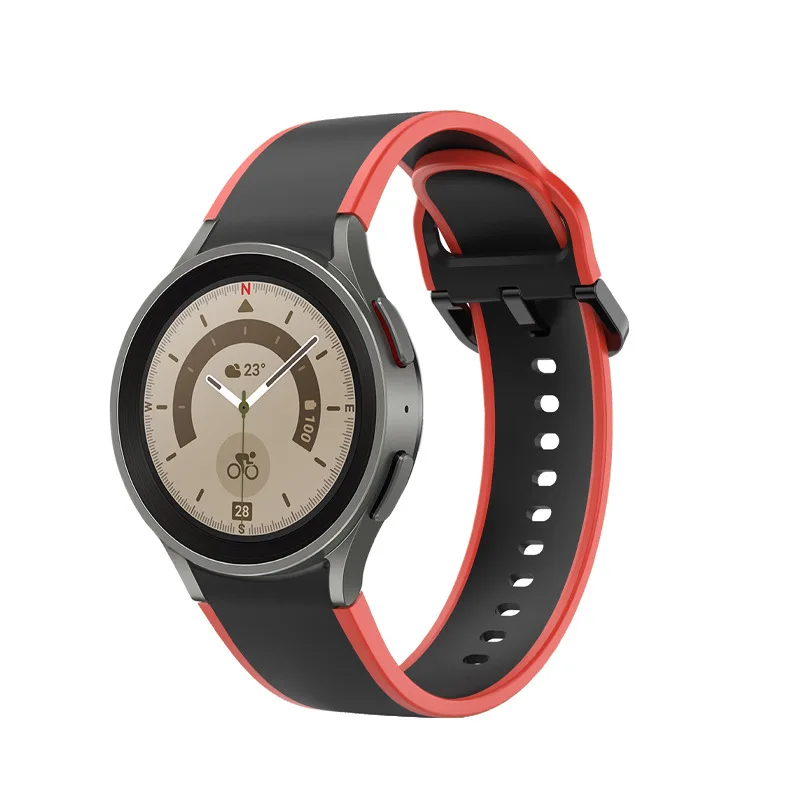 Suitable for Samsung Watch 4/5 dual color matching with curved interface silicone strap 40/44/45 professional dial accessories