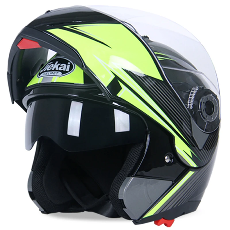 Jiekai-105 Motorcycle Flip Up Helmet Safety Double Lens Moto Motorbike Helmet with Inner Sun Visor Helmets