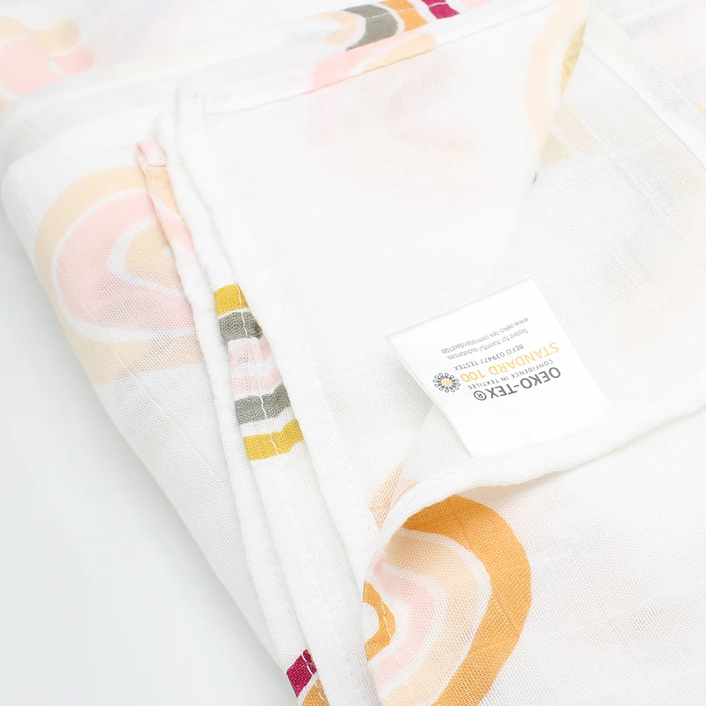 Rainbow Infant Receiving Muslin Wrap Bamboo Cotton Baby Swaddle Blanket Towel