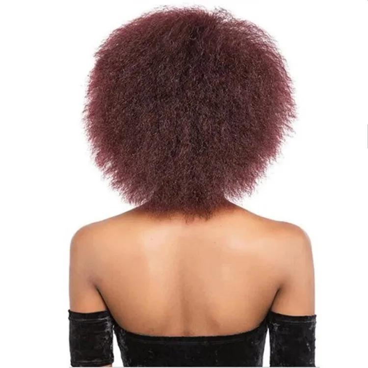 Natural Black 99J Color Synthetic Hair Short  kinky Curly Afro Wig For Women Synthetic Cosplay Wig