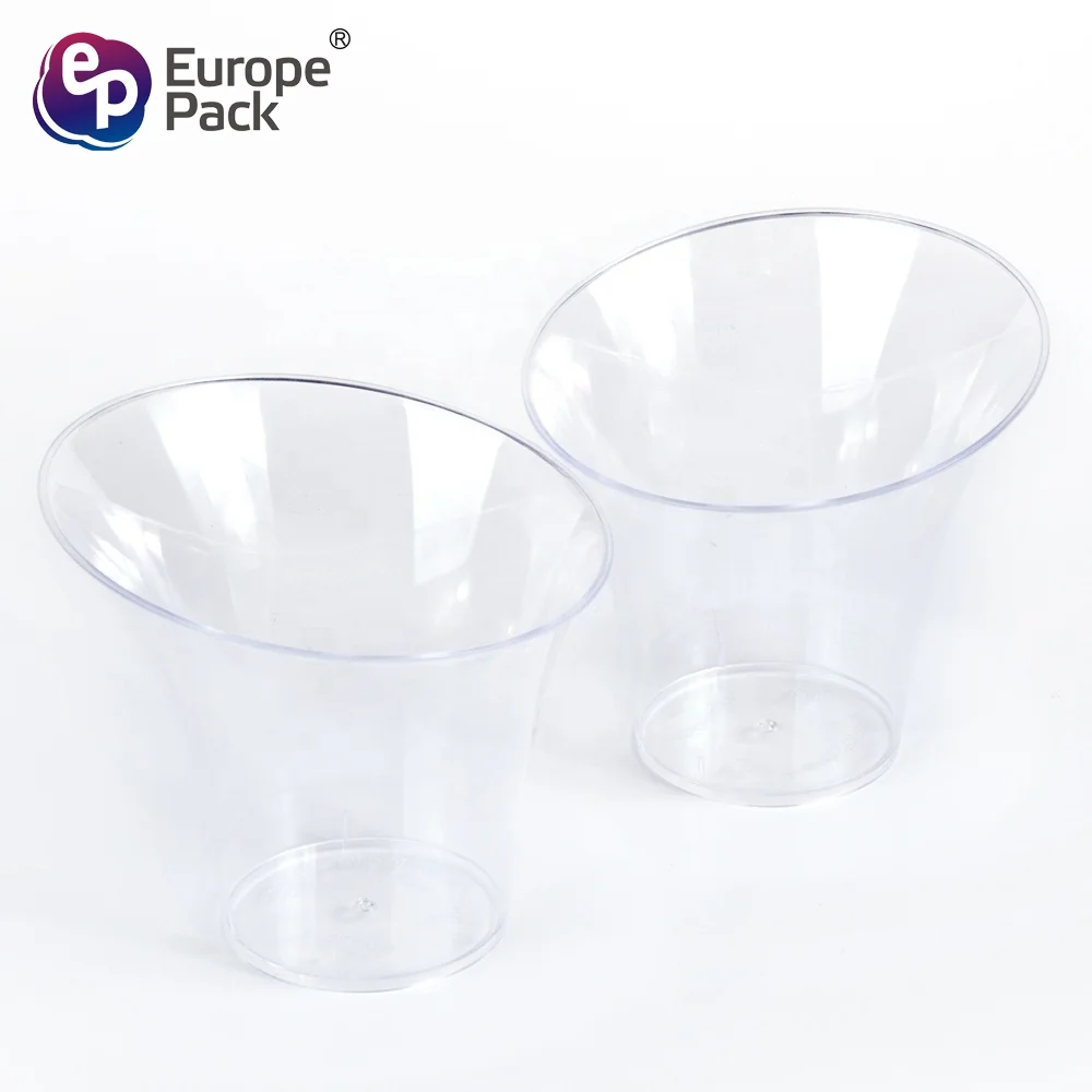 EPK new products bevel connection design special shape 135ml ps chalice cup plastic pudding cup