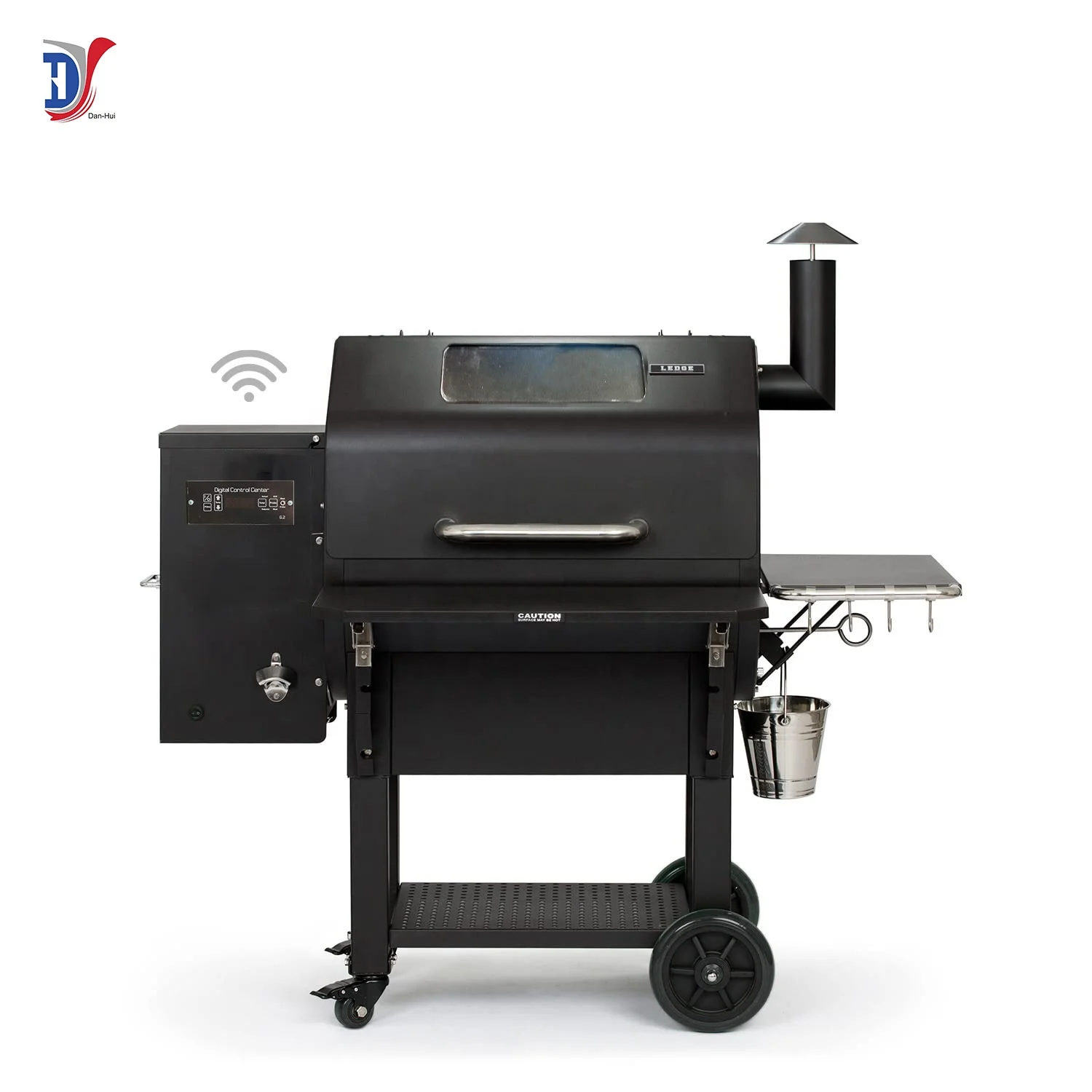 ODM OEM Electric WiFi Control Foldable Portable Wood Pellet Tailgating Grill with Meat Probe Black
