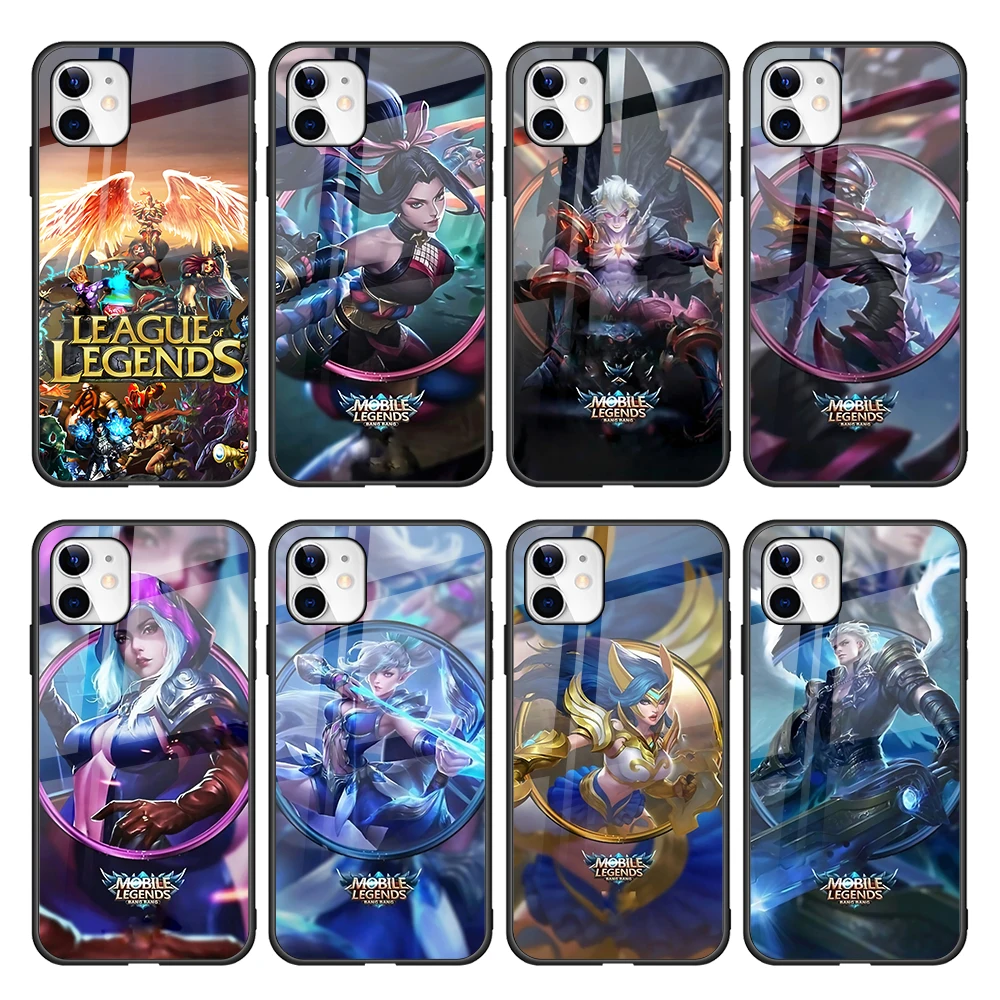 Hot Selling Mobile Legends Unique Design UV Printing Tempered Glass Phone Case for iPhone 11 12 Pro Max Hard Mobile Case