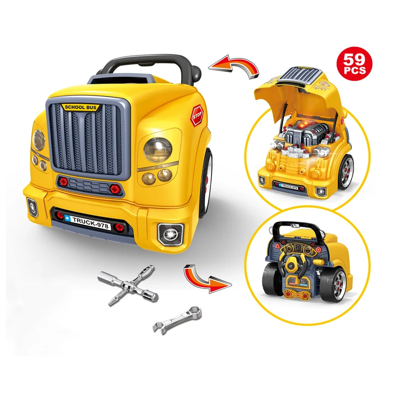 Bemay Toy  Kids Mechanic Repair Set,Big Builder Kit,Take Apart Motor Vehicle Pretend Play Car Service Station,Engine Work Shop