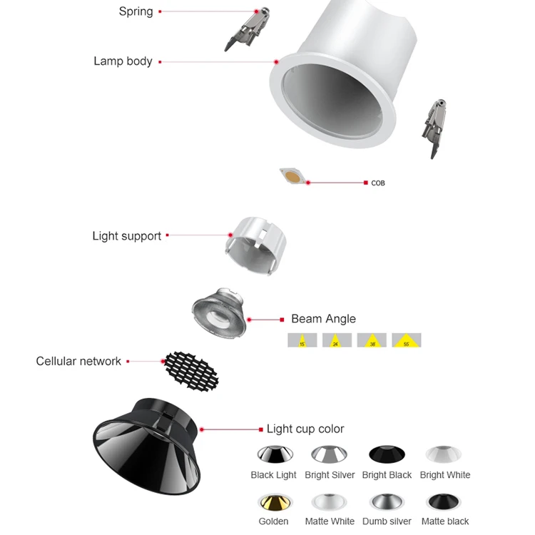 Anti Glare Three Heads Hotel Home White Square Frame 8w 10w Recessed Aluminum Modern Style Cob Led Recessed Down Light