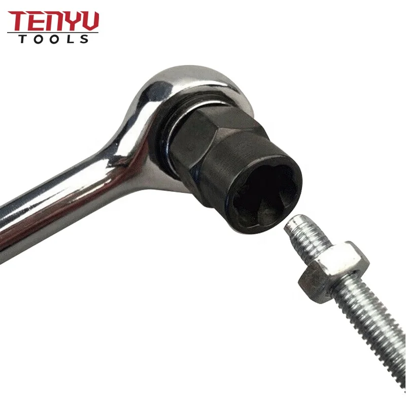 11pcs Twist Socket Set 9-19mm Damaged Screw Nut Extractor Tool with a Punch Rod Set