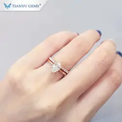 Комплект ювелирных изделий Tianyu из розового золота 14 к 18 К для женщин, обручальное кольцо с бриллиантом жемчуга и муассанитом